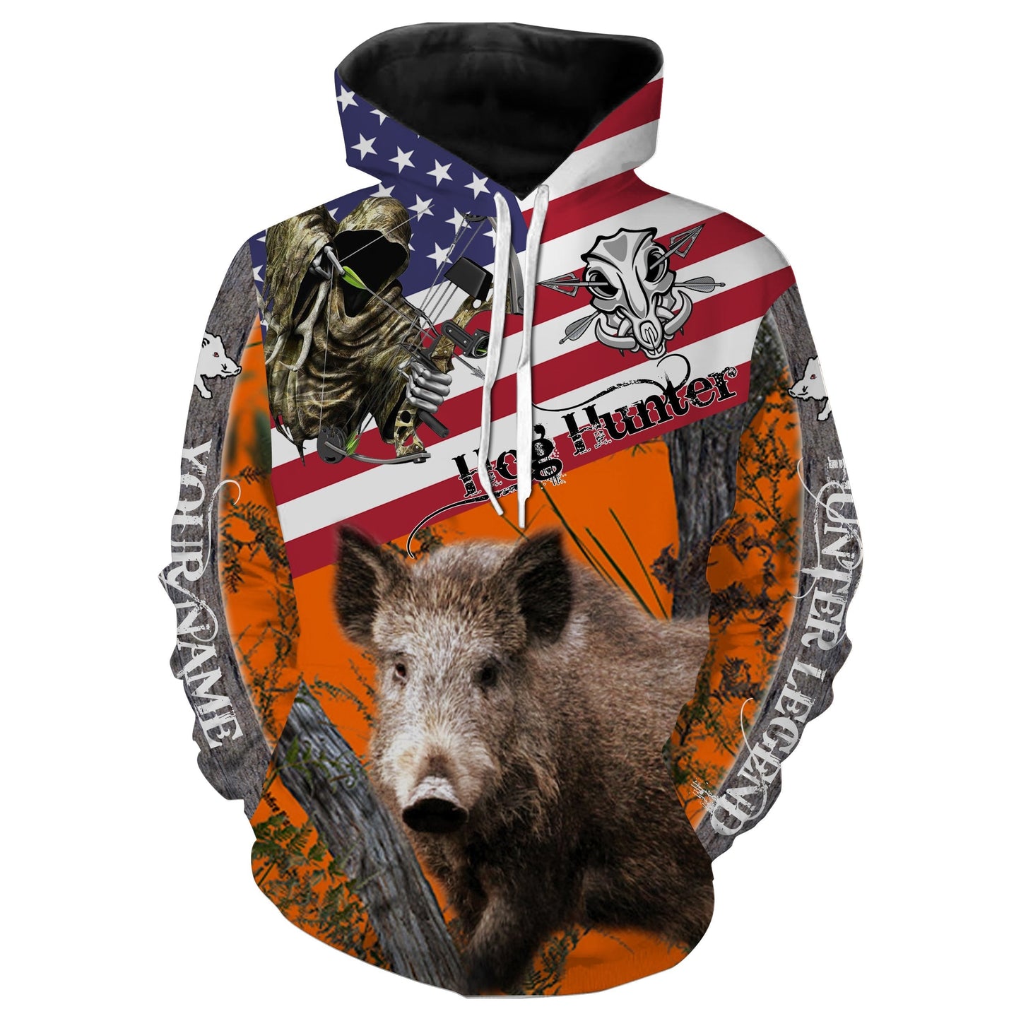 Hog hunting American Flag camo Custom Name 3D All over print Shirts - Personalized hunting gift - FSD184