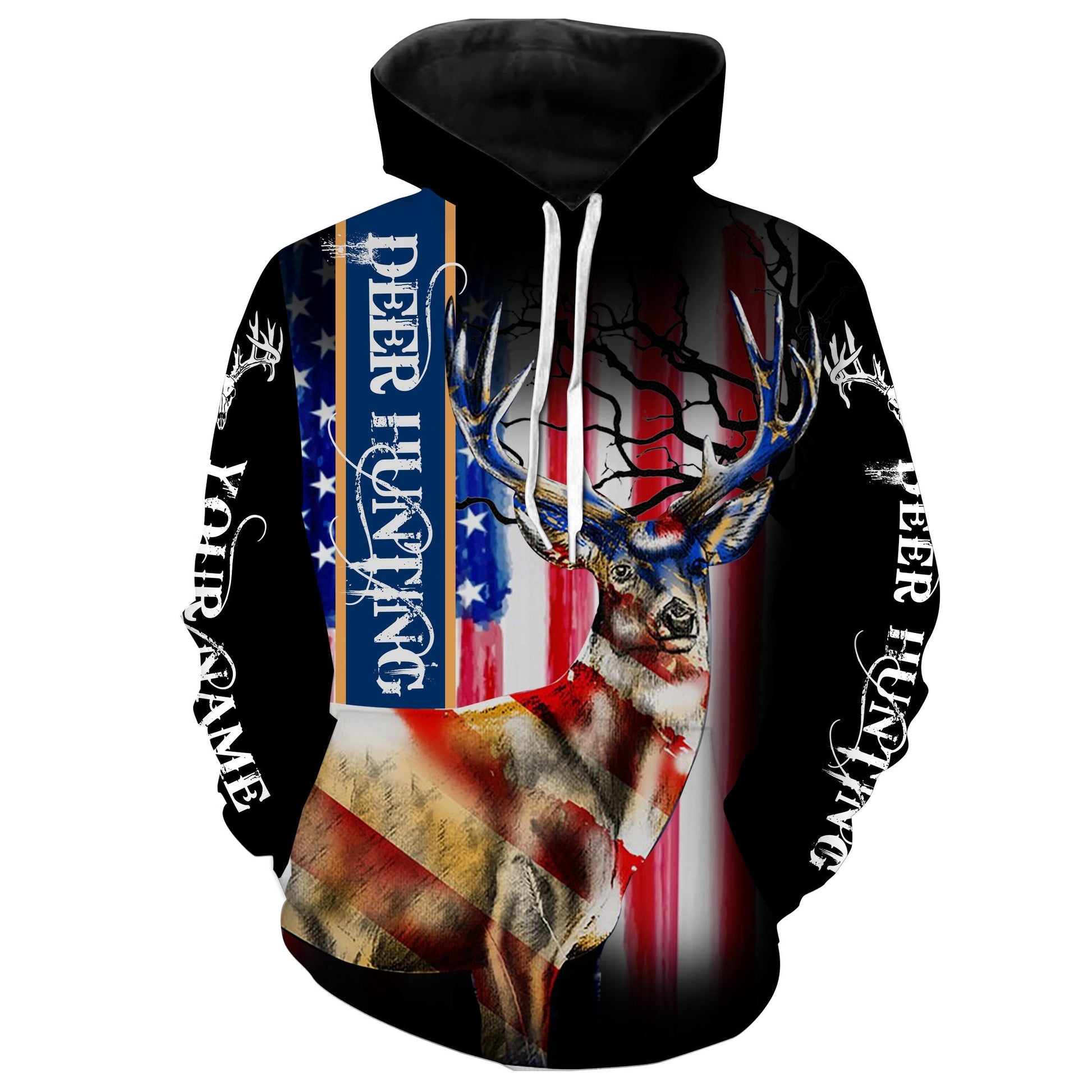 Deer hunting American Flag Patriot Custom Name 3D All over print Shirts FSD344 Hoodie