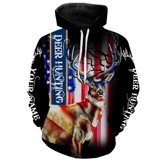 Deer hunting American Flag Patriot Custom Name 3D All over print Shirts FSD344 Hoodie