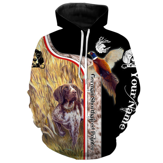 Pheasant hunting dog German Shorthaired Pointer Custom Name 3D All over print Shirts FSD349 Hoodie