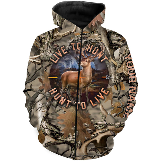 Deer hunting Live to hunt - Hunt to live custom Name 3D All over print Sweatshirt