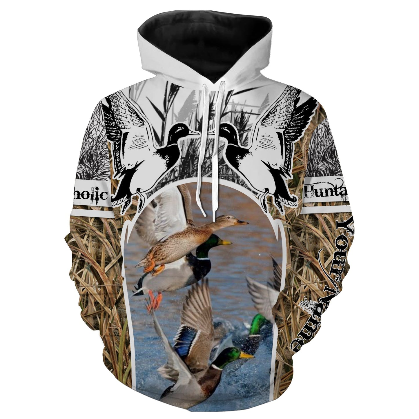 Duck hunting Huntaholic Duck Waterfowl camo custom Name 3D All over print Shirt, Hoodie FSD906