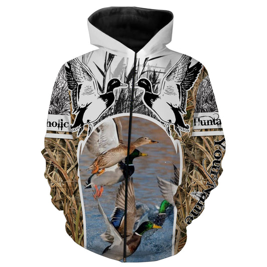 Duck hunting Huntaholic Duck Waterfowl camo custom Name 3D All over print Shirt, Hoodie FSD906