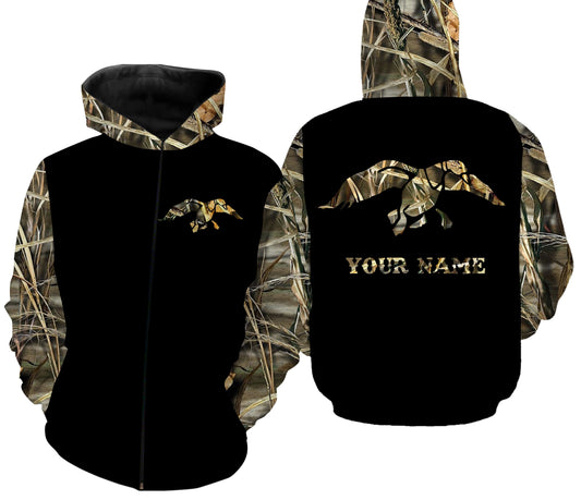 Duck hunting Custom Name 3D Full printing Shirt Personalized Duck hunting gift FSD932 Zip up hoodie