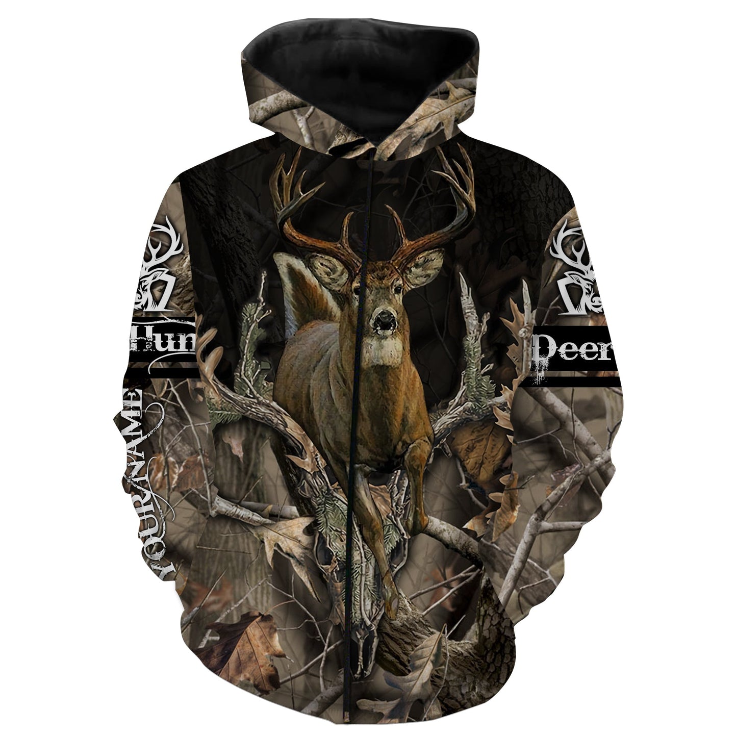 Whitetail deer hunting Deer antlers camo Custom Name 3D full printing Shirt Zip up hoodie