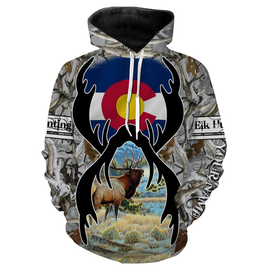 Colorado Elk Hunting Custom Name Full Printed Shirts Hoodie Hoodie