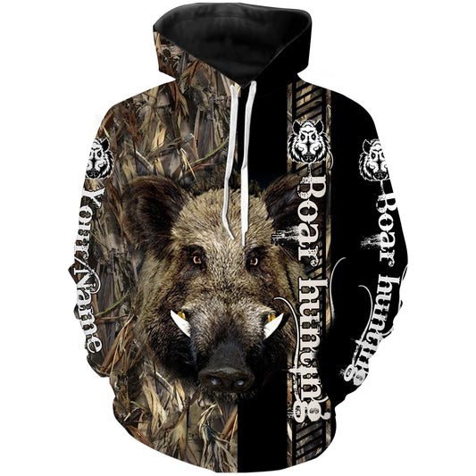 Boar hunting Custom Name 3D All over print Shirts - Personalized hunting gift - FSD191 Hoodie