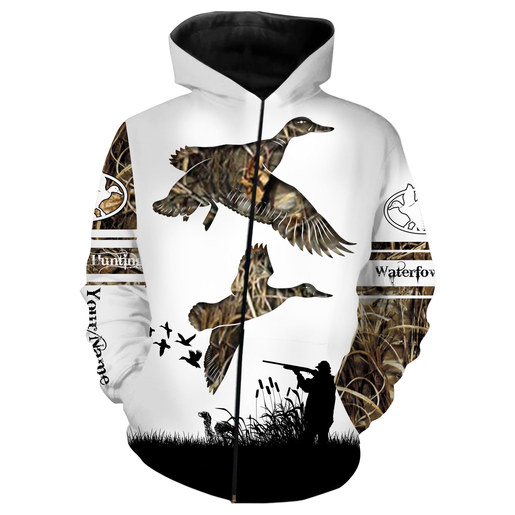 Waterfowl Hunting Custom Name 3D All Over Print Shirts  Zip Up Hoodie Zip Up Hoodie