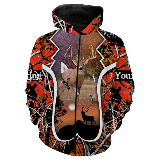 Deer hunting whitetail deer orange camouflage shirt custom Name 3D All over printed Shirt FSD775