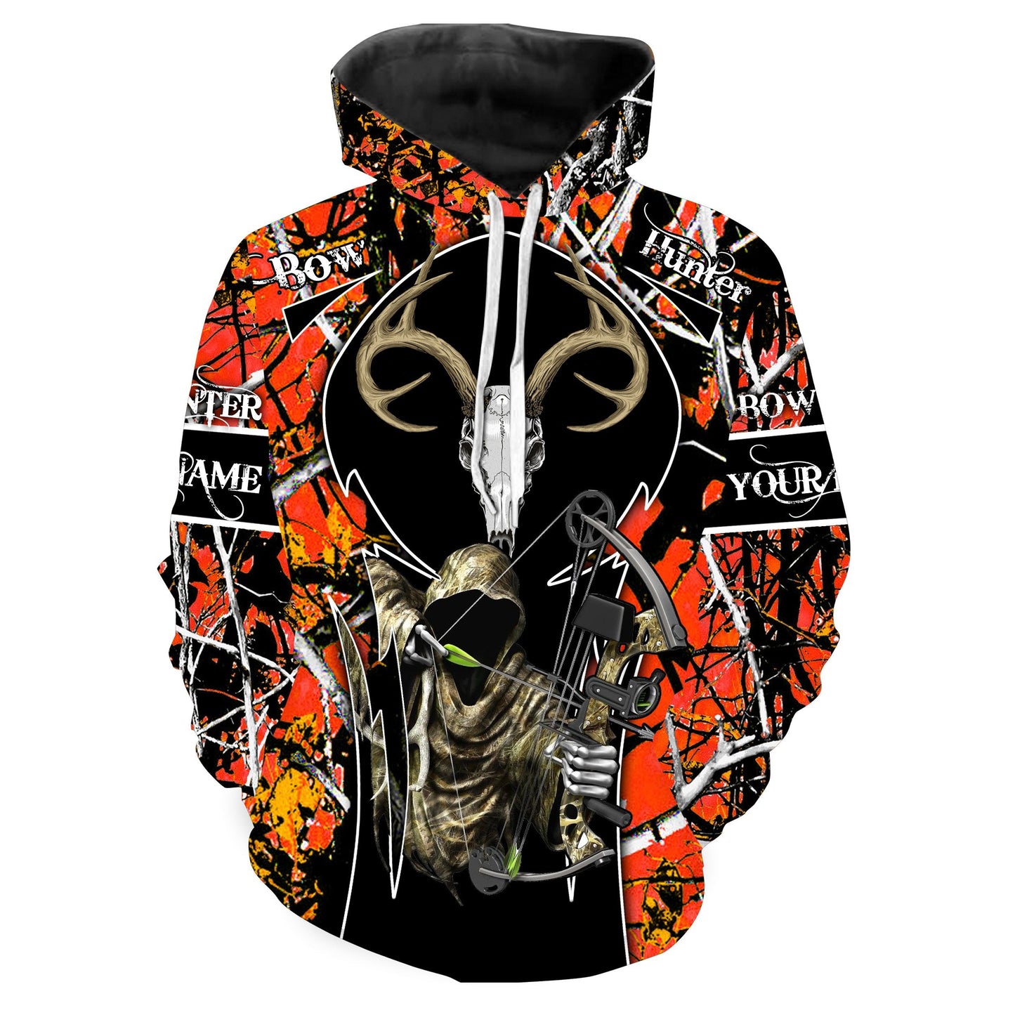 Bow Hunting Orange Camo Custom Name And 3D All Over Print Shirts Hoodie Hoodie