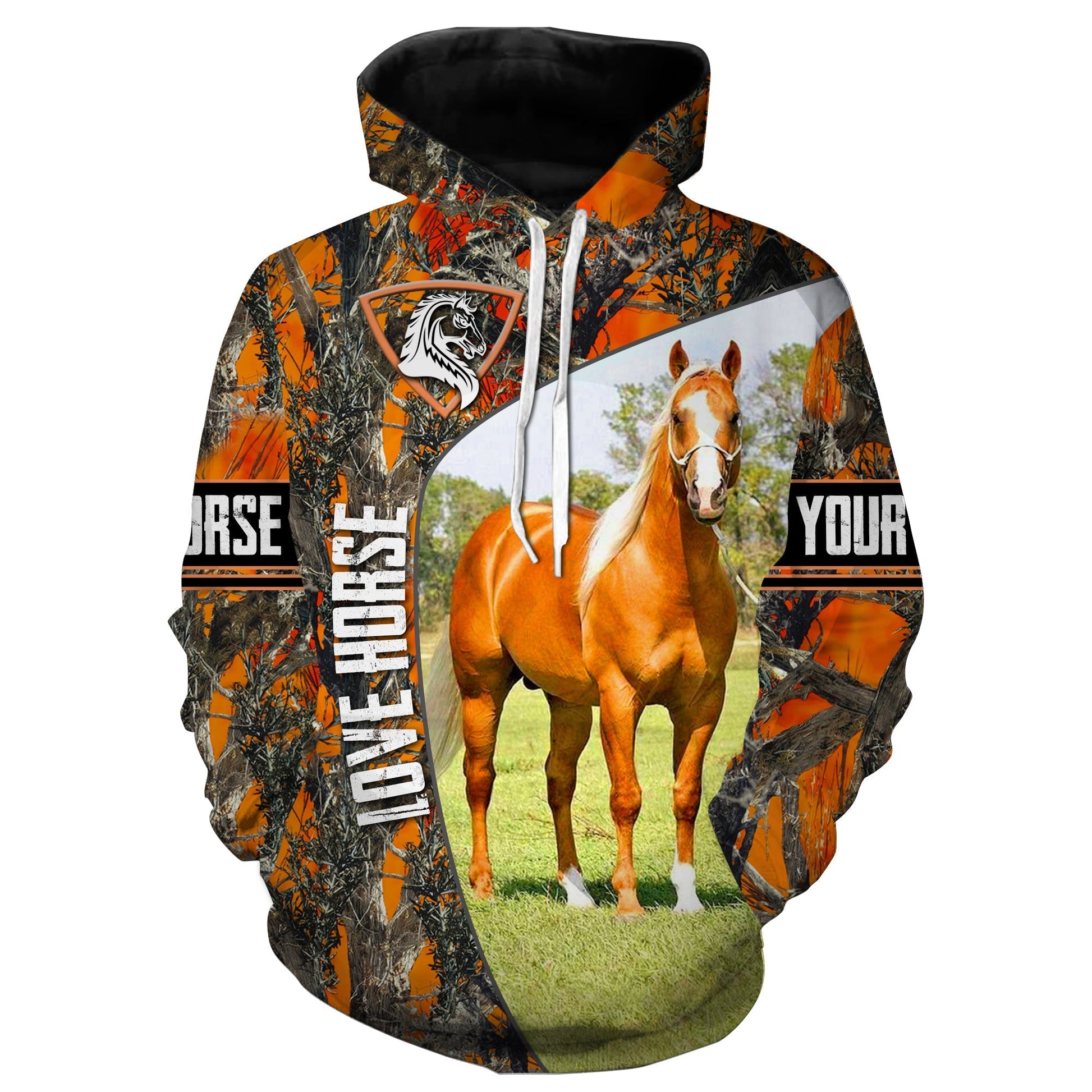 Personalized Love Horse orange camo Custom name 3D print shirt - Shirt for Horse lovers - FSD779