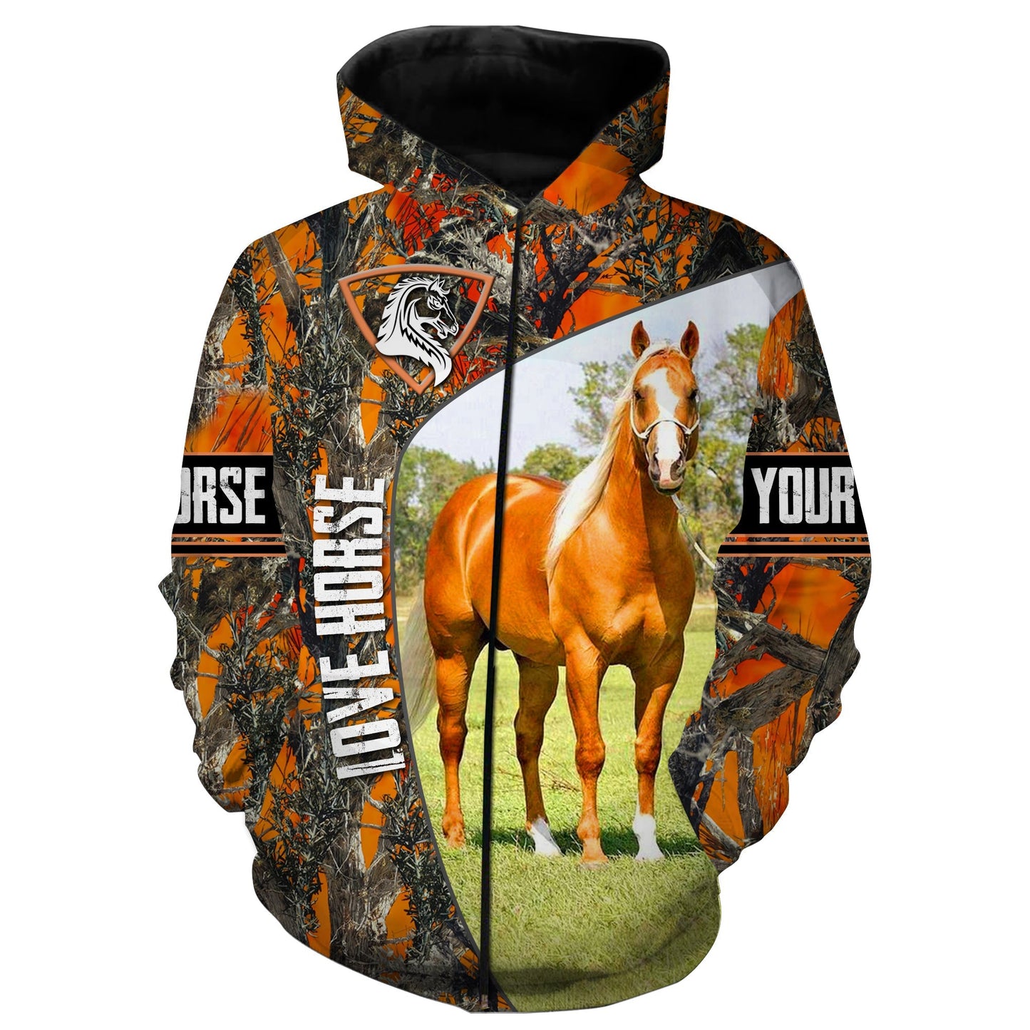 Personalized Love Horse orange camo Custom name 3D print shirt - Shirt for Horse lovers - FSD779