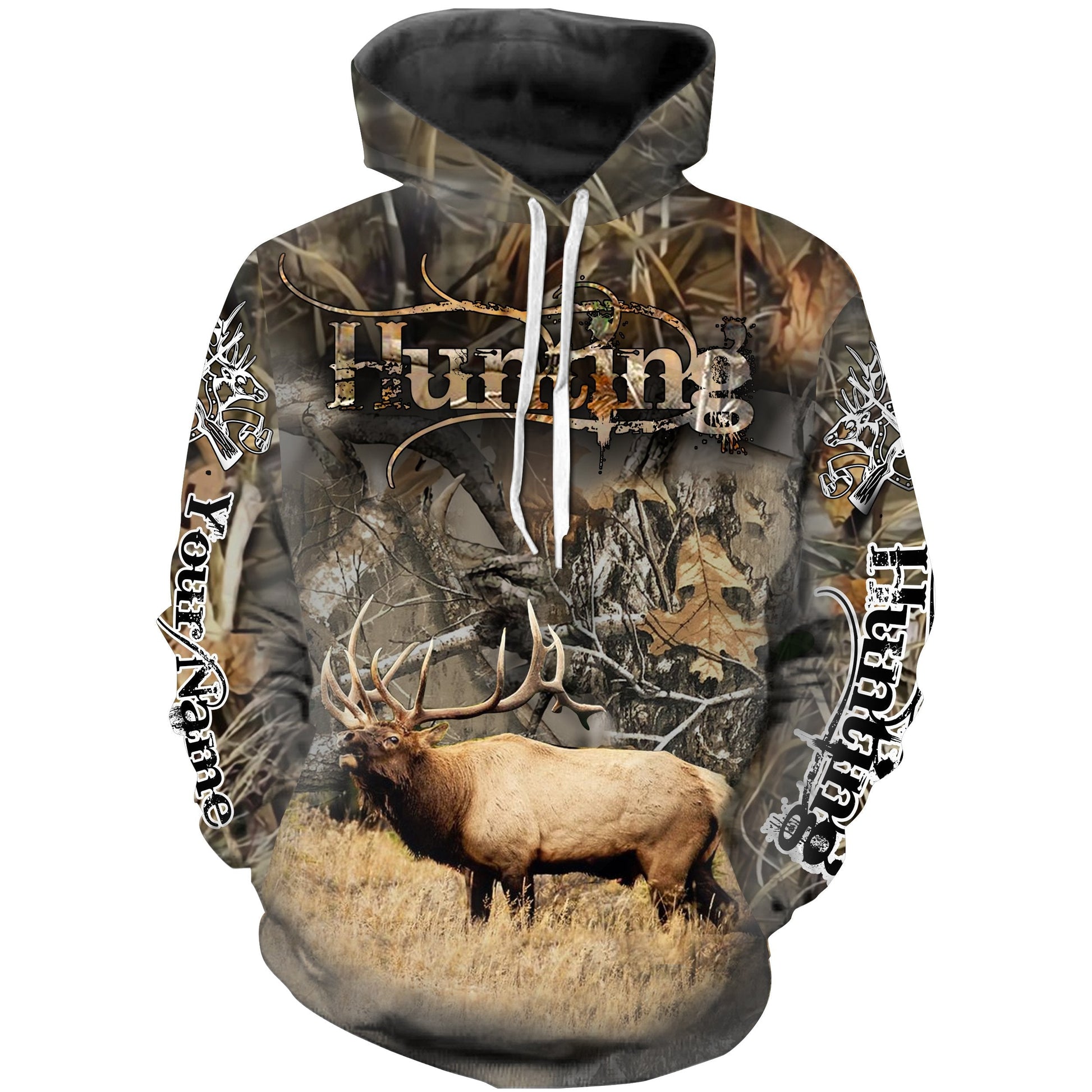 Elk hunting Custom Name 3D All over print Shirts - Personalized hunting gift - FSD214 Hoodie