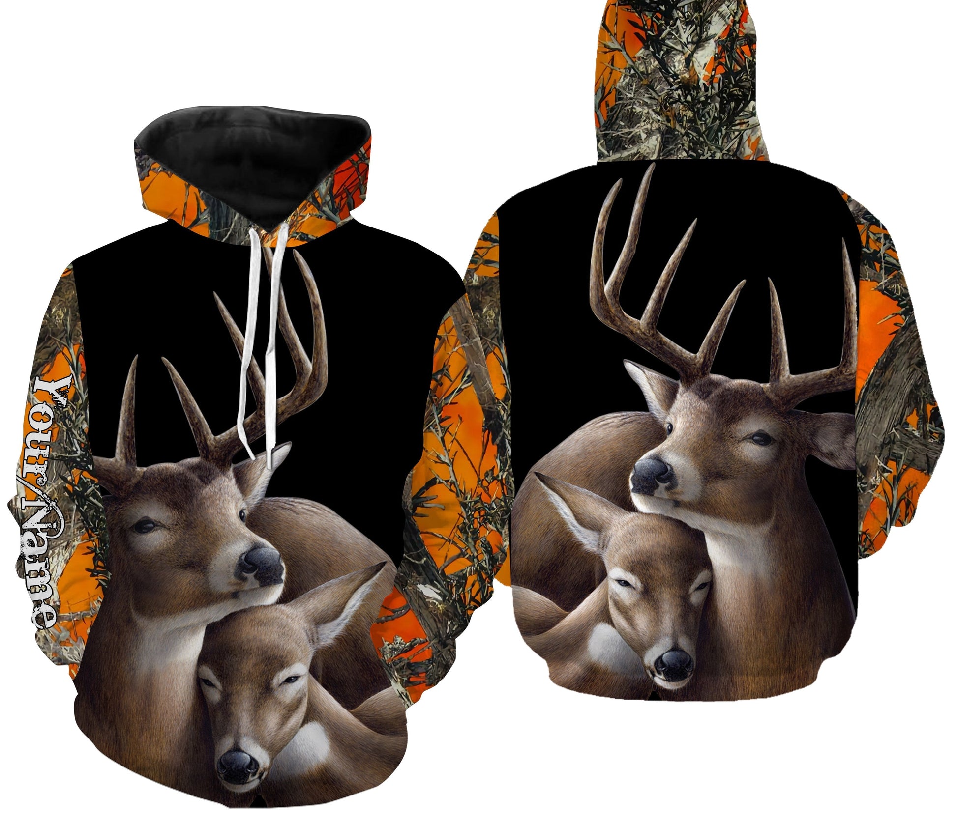 Deer buck orange camo custom Name 3D All over printing Sweatshirt, Hoodie Personalized hunting gifts FSD528