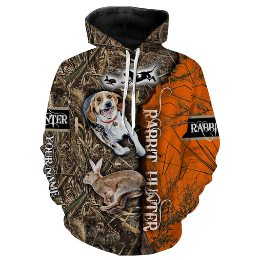 Rabbit hunting orange camo Beagle hunting dog custom Name Shirt Gift for Rabbit hunter FSD1032 Hoodie