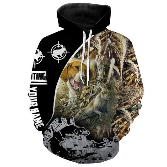 Rabbit hunting with Beagle custom name 3D All over print Shirts Hoodie