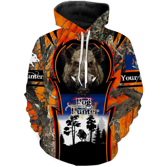 Michigan Hog Hunting Custom Name 3D All Over Print Shirts Personalized Hunting Gift Fsd551 Hoodie Hoodie