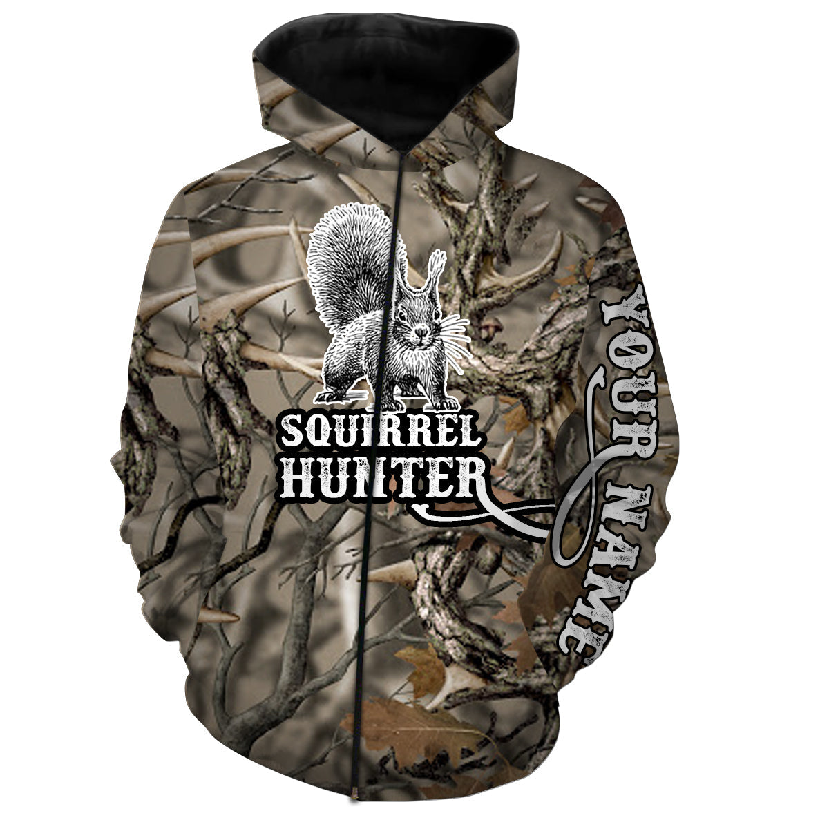 Squirrel hunter camouflage custom Name 3D full printing Shirts Hunting shirt for Squirrel hunter FSD811 Zip up hoodie