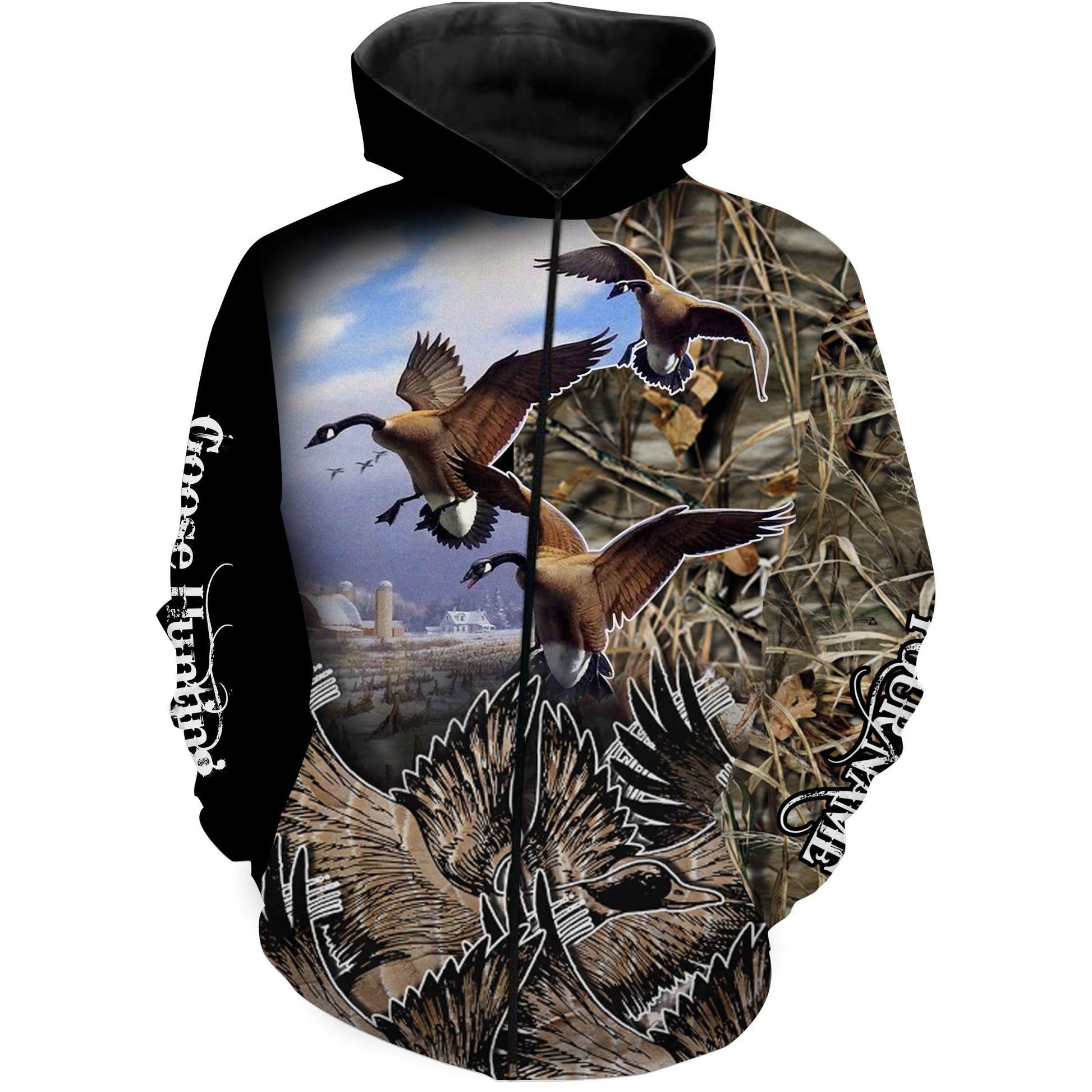 Waterfowl Hunting Custom Name 3D All over print T-Shirt Zip up hoodie