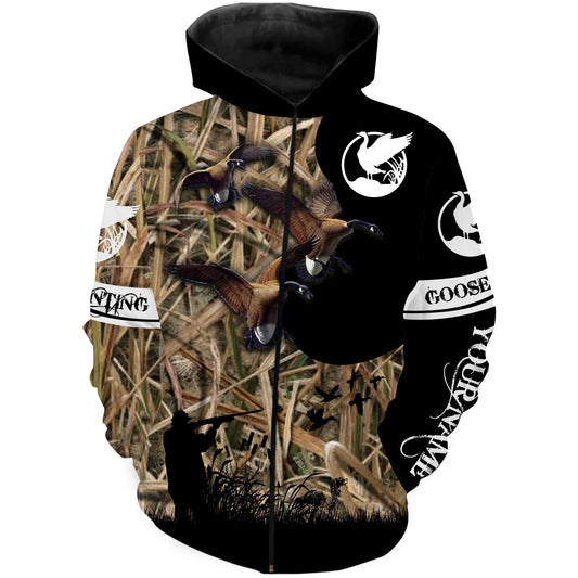 Goose Hunting Custom Name 3D All over print shirts - Hunting gift for Men Zip up hoodie