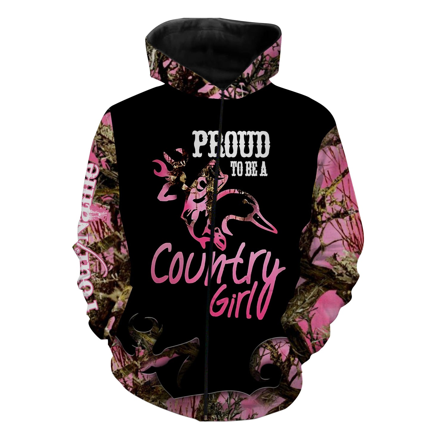 Country girl Hunting and Fishing Women's clothing Pink camo pullover Sweatshirt Hoodie Personalized gifts - FSD1078