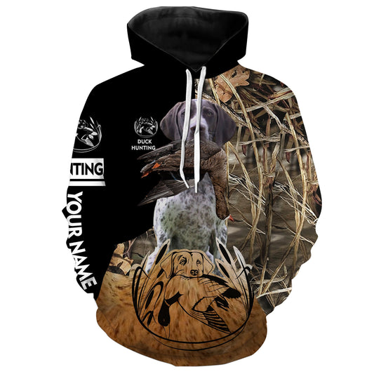 Duck Hunting With Gsp German Shorthaired Pointer Custom Name Full Printing Shirts Hoodie Hoodie