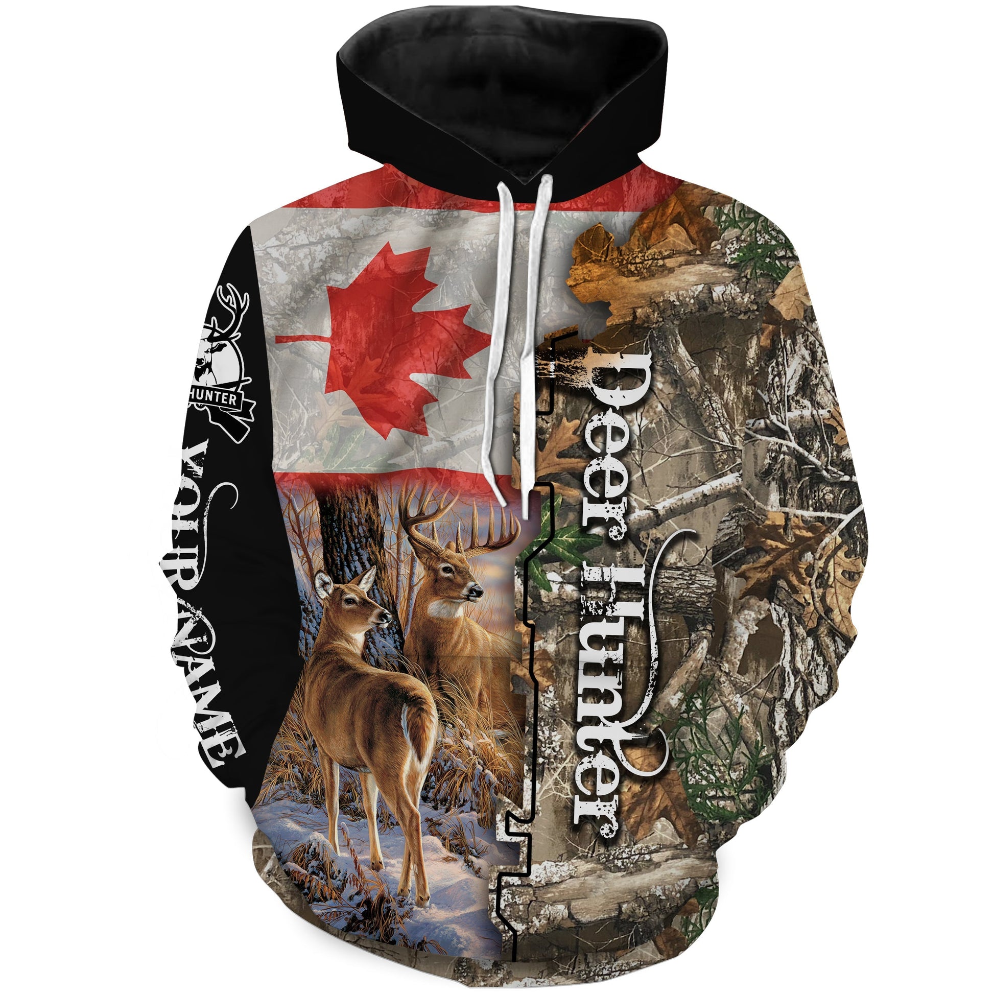 Deer hunting Canada Flag Camo Custom Name 3D All over print Shirts Personalized gift for Men, Women and Kid - FSD97