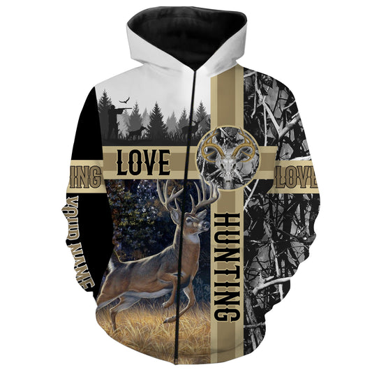 Deer hunting Custom Name 3D All over print Shirts, Face shield - personalized hunting gifts - FSD247