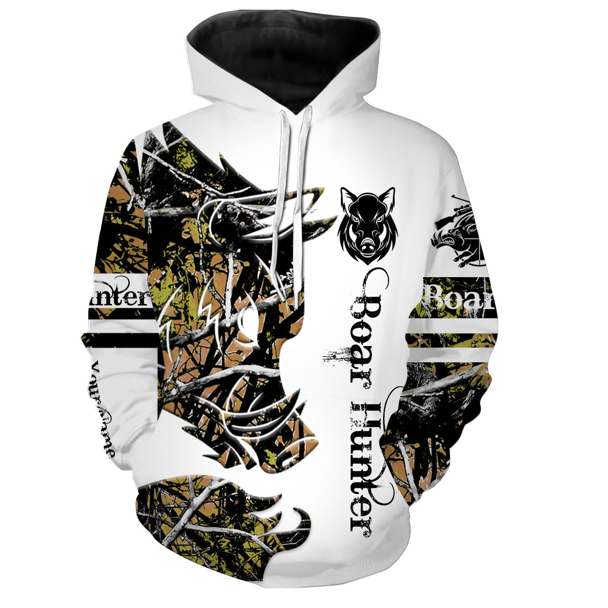 Boar Tattoo Camo Custom Name 3D All over print shirts - hunting gift for Men Hoodie