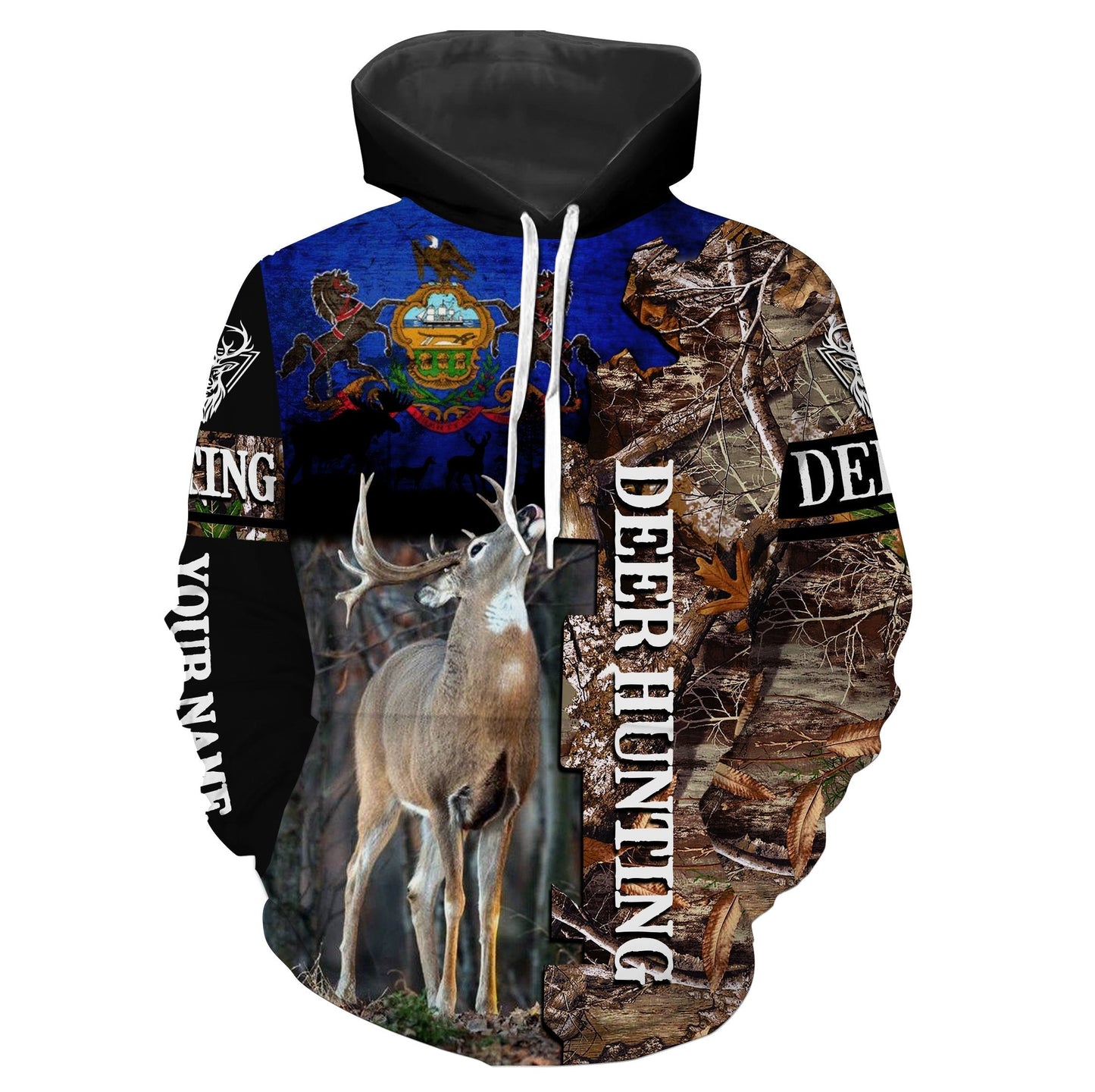 Deer hunting Pennsylvania Flag camo Custom Name 3D All over print Shirts - FSD261