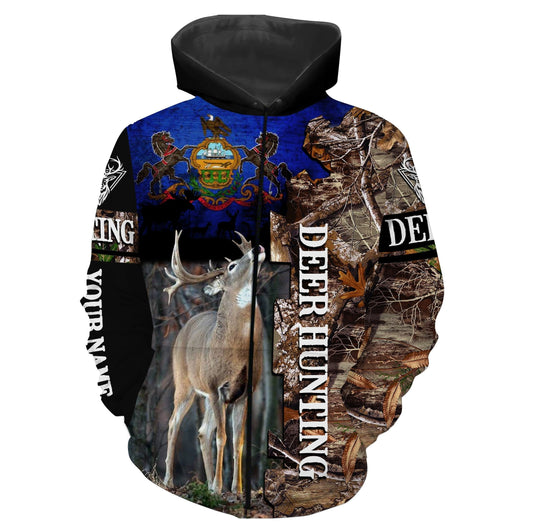 Deer hunting Pennsylvania Flag camo Custom Name 3D All over print Shirts - FSD261