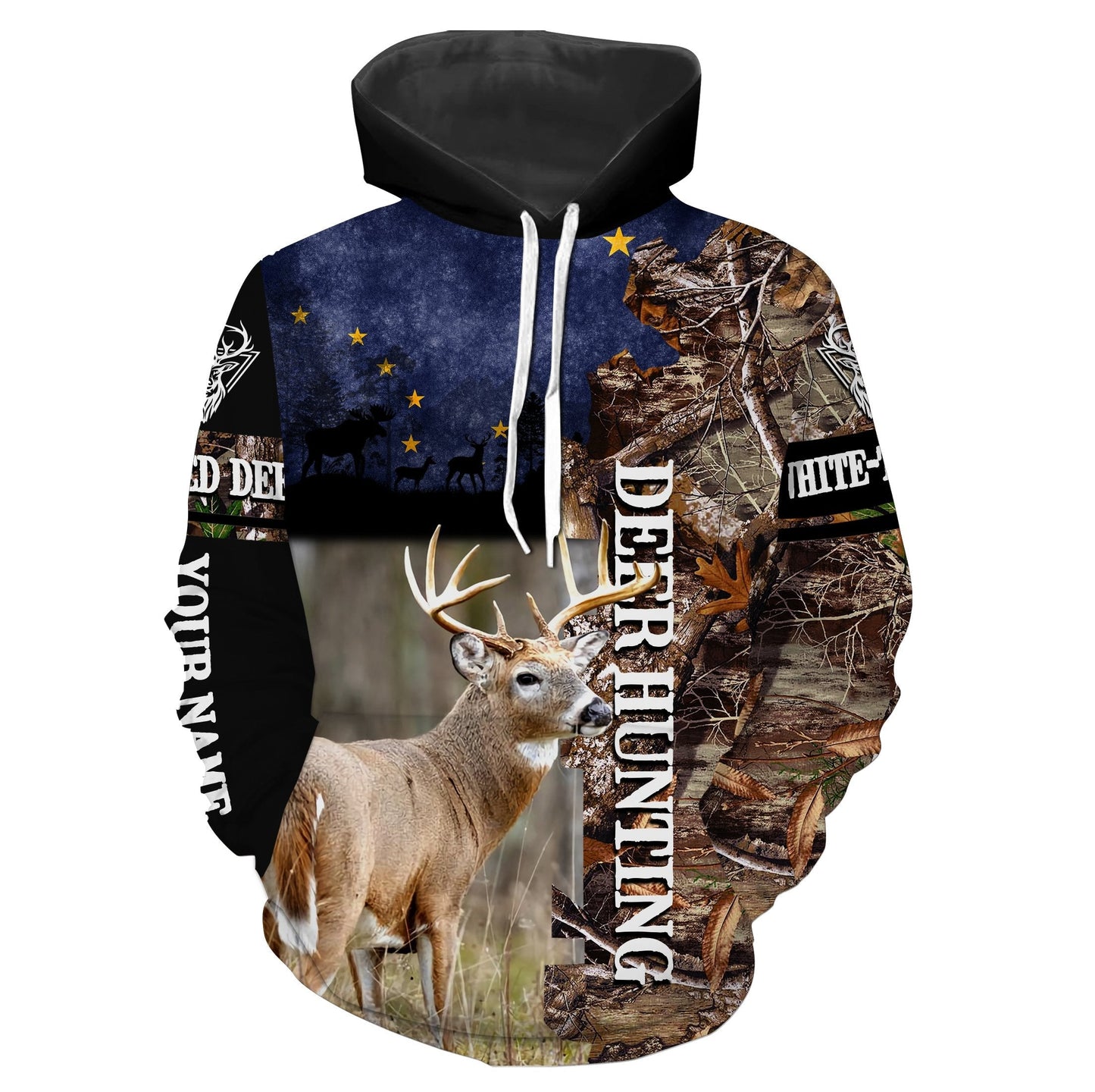 Deer hunting Alaska Flag camo Custom Name 3D All over print Shirts - FSD266