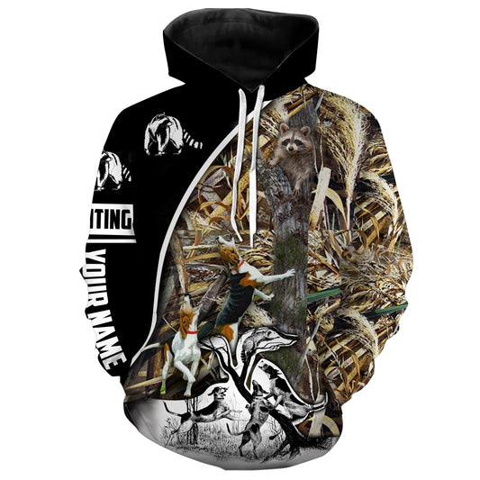 Racoon hunting coonhound custom name All over print Hoodie Hoodie