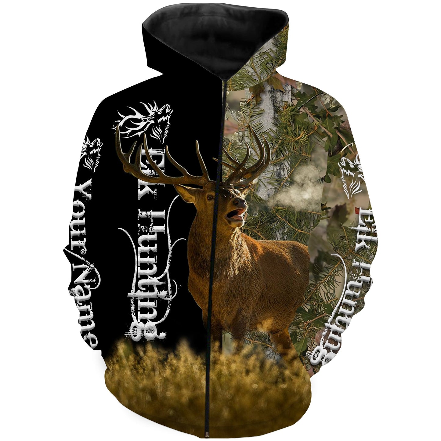 Elk Hunting Custom Name 3D All Over Print Shirts  Zip Up Hoodie Zip Up Hoodie