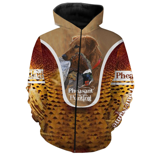 Pheasant hunting with Golden Retriever Dog Custom Name All over print Shirts FSD284