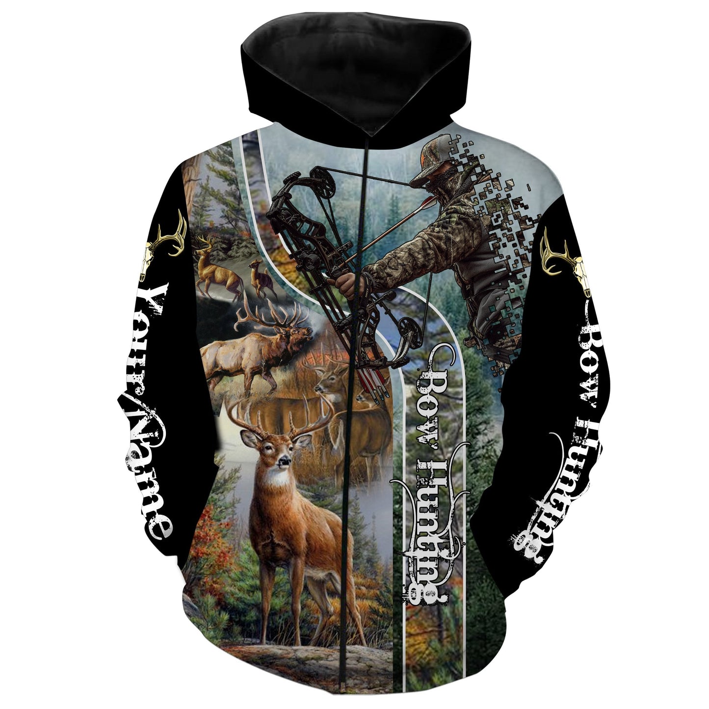 Bow hunting Custom Name 3D All over print Shirts Zip up hoodie