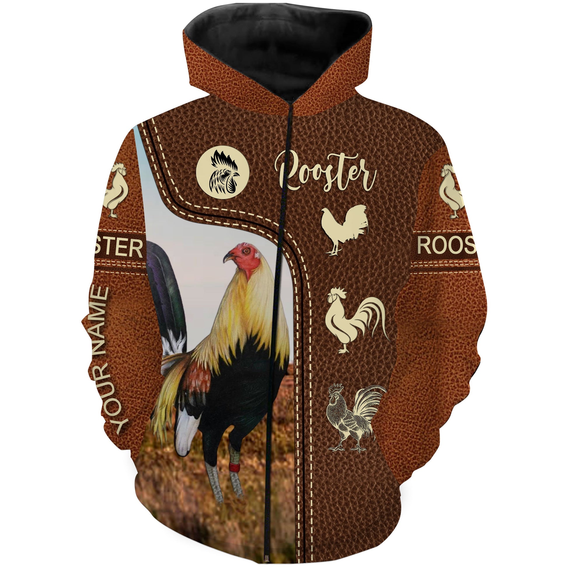 Rooster Custom Name 3D All Over Print T Shirt Zip Up Hoodie Zip Up Hoodie