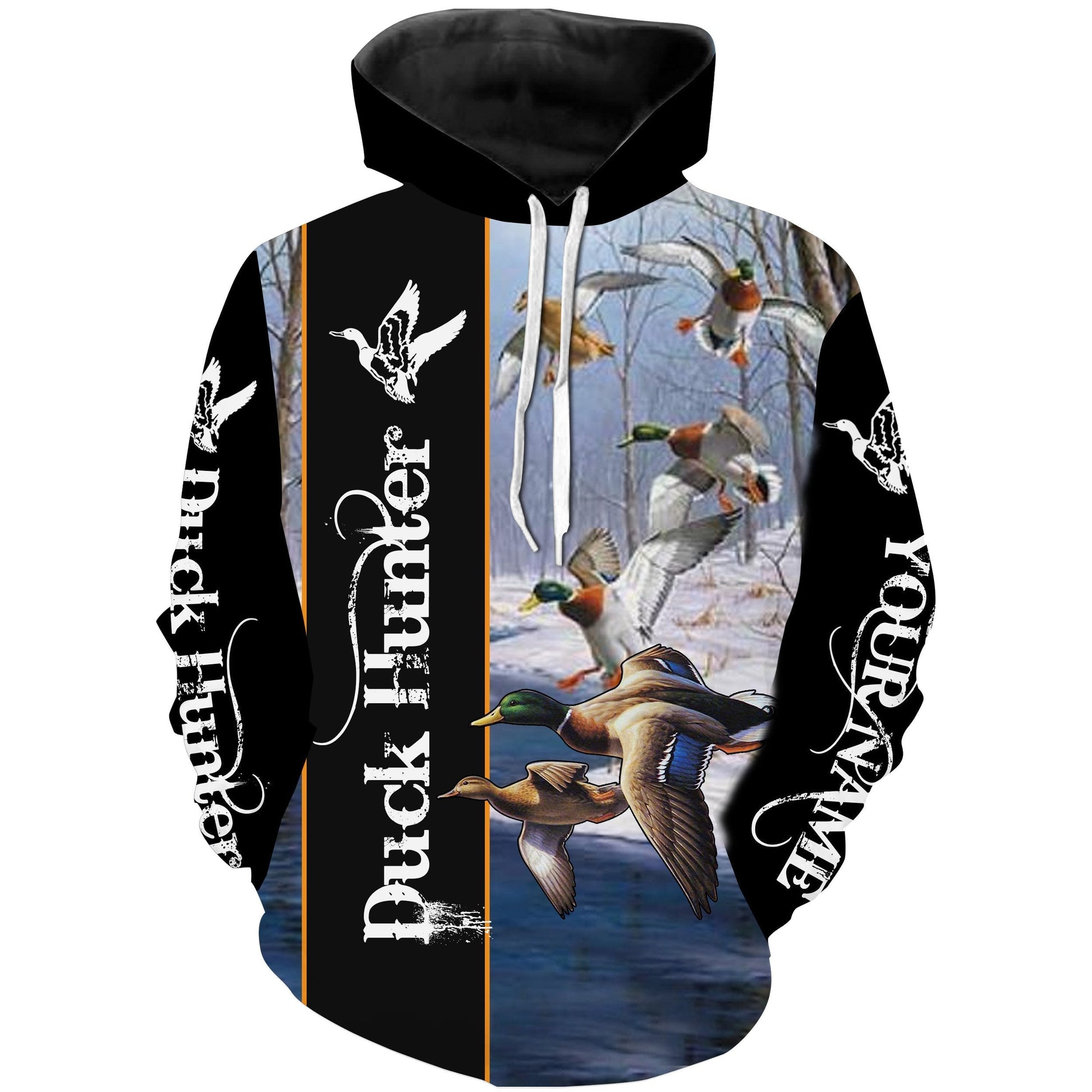 Duck hunting Custom Name 3D All over print shirts - Personalized hunting gift for Men Hoodie