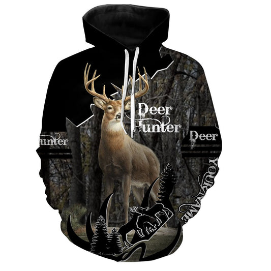 Deer hunting Custom Name 3D All over print shirts - Personalized hunting gift for Men Hoodie