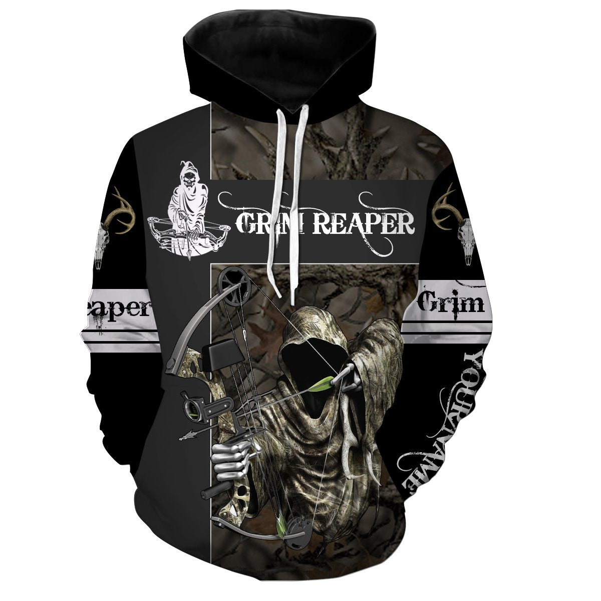 Grim Reaper Bow hunter Camo Custom Name 3D All over print shirts - FSD153 Hoodie