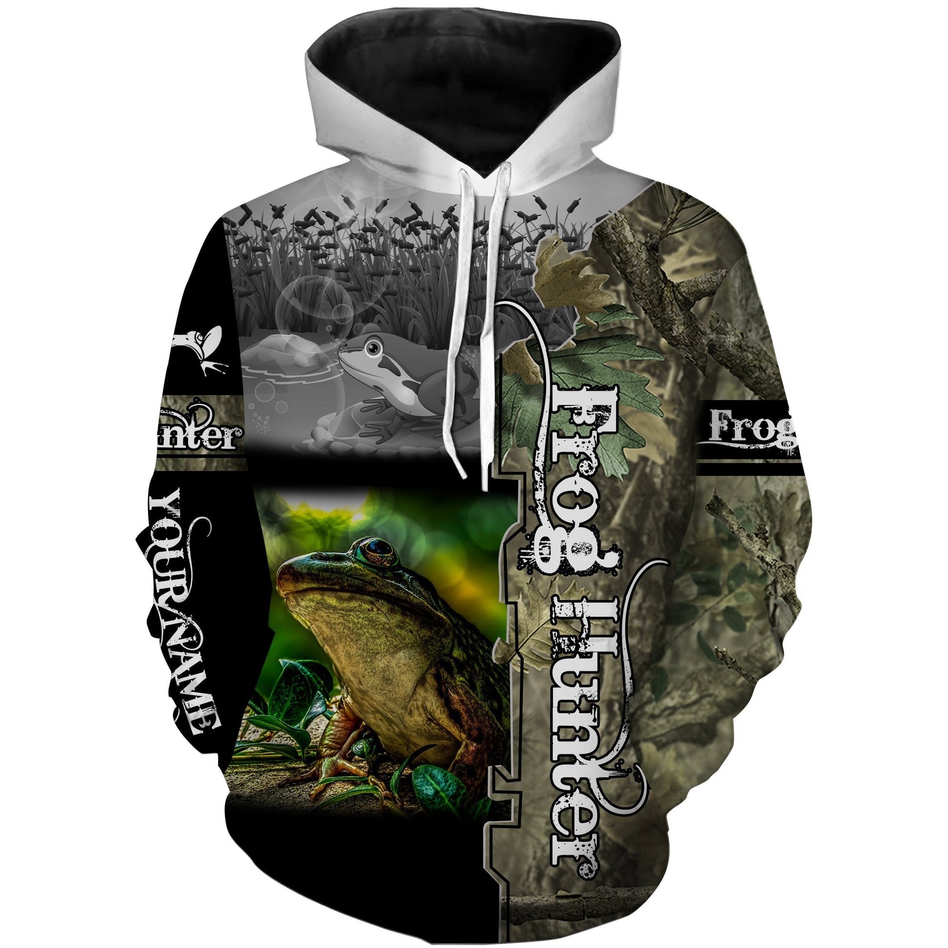 Frog hunting Custom Name 3D All over print shirts - Personalized hunting gift for Men Hoodie