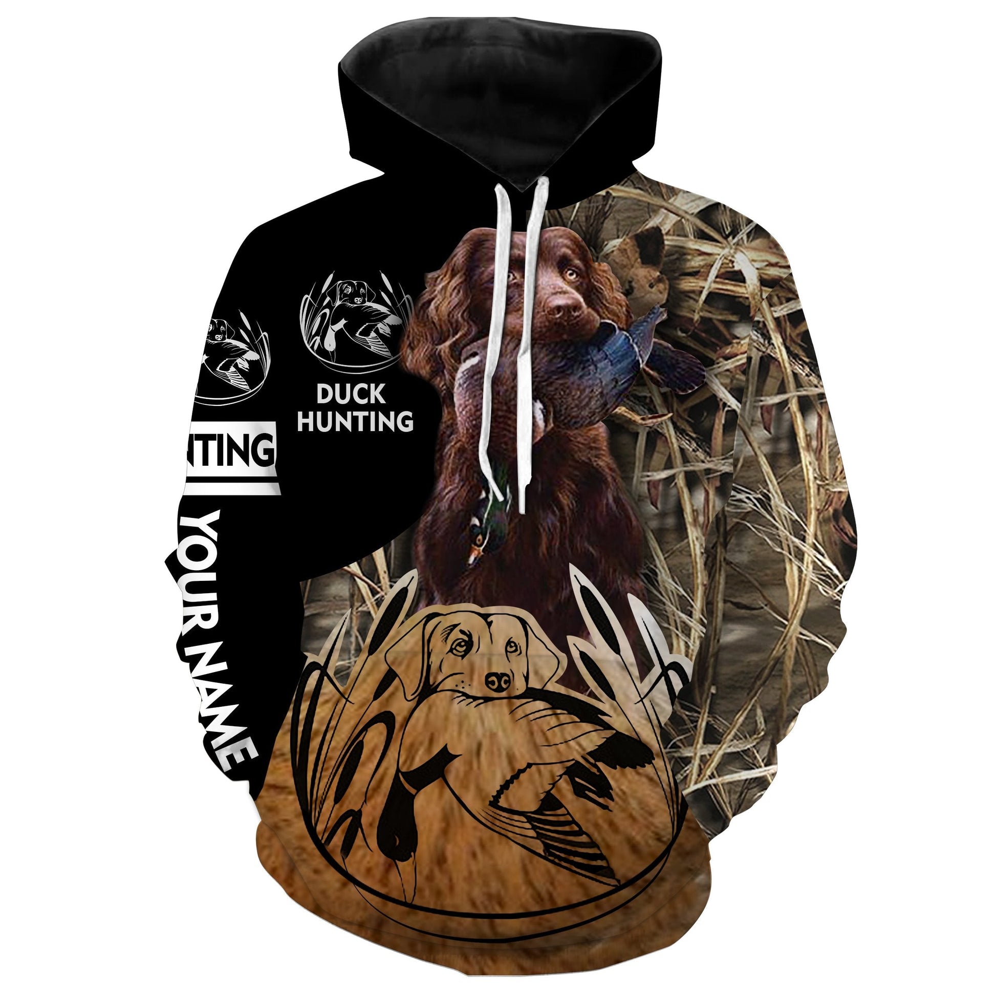 Duck hunt with Boykin Spaniel Custom Name All over print Shirts personalized hunting gifts FSD325 Hoodie