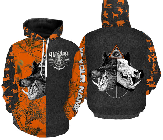 Boar Hunting Orange Camo Custom Name All Over Print Shirts Personalized Hunting Gifts Fsd331 Hoodie Hoodie