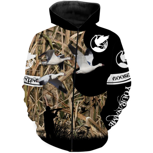 Snow Goose Hunting Camo Customize Name 3D All Over Print Shirts Zip Up Hoodie Zip Up Hoodie