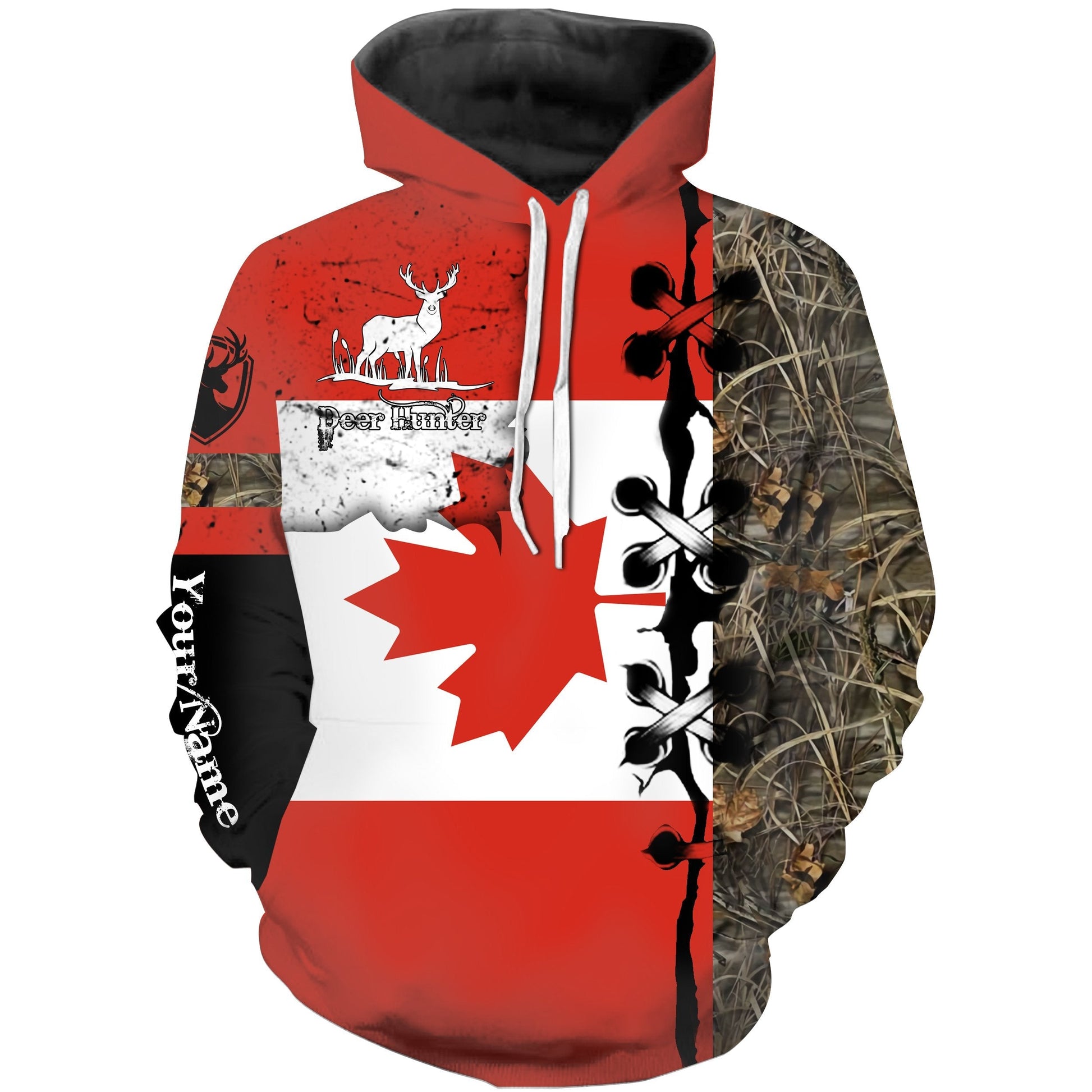 Deer hunting Canada Flag Custom Name 3D All over print Shirts - Personalized hunting gift - FSD173