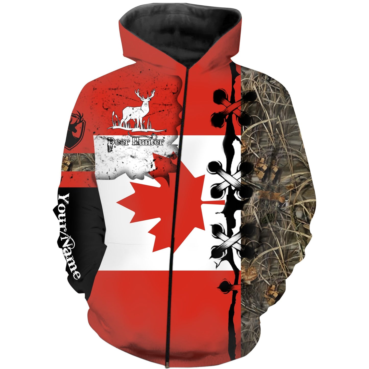 Deer hunting Canada Flag Custom Name 3D All over print Shirts - Personalized hunting gift - FSD173