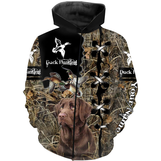 Duck hunting Custom Name 3D All over print Shirts - Personalized hunting gift - FSD176 Zip up hoodie