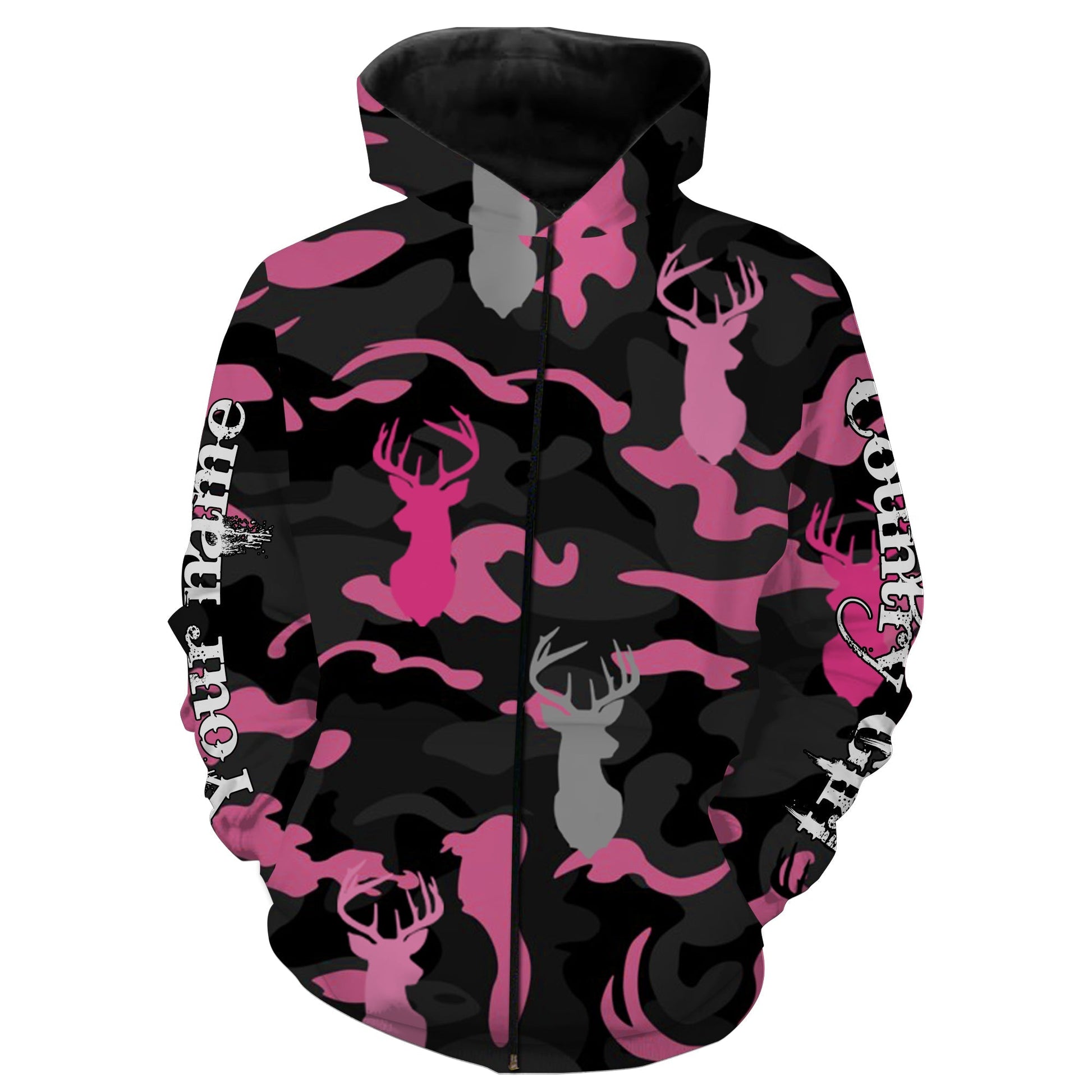 Country Girl Deer Gray And Pink Camouflage Custom Name 3D Full Printing Shirt Fsd731 Zip Up Hoodie Zip Up Hoodie