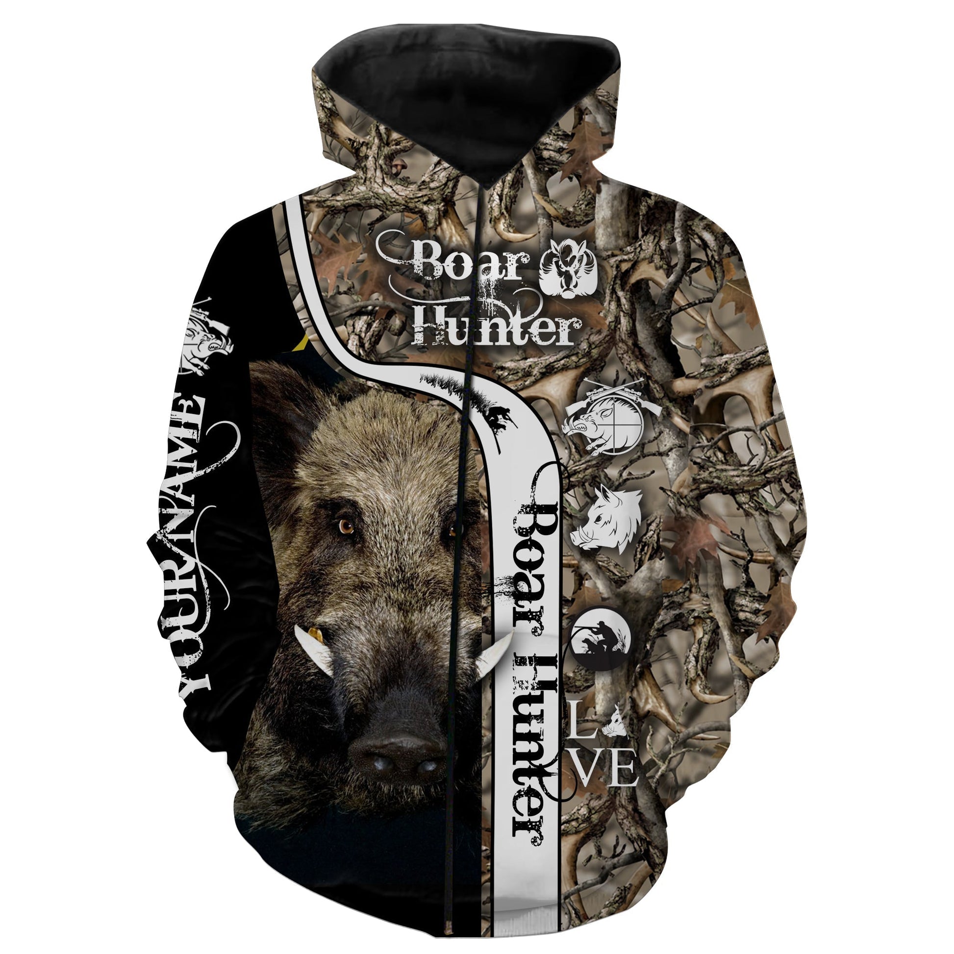 Wild Boar Hunting Custom Name 3D All Over Printed Shirt Personalized Hunting Gift Fsd742 Zip Up Hoodie Zip Up Hoodie