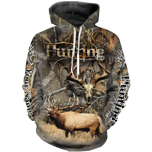 Elk hunting Custom Name 3D All over print Shirts - Personalized hunting gift - FSD179 Hoodie